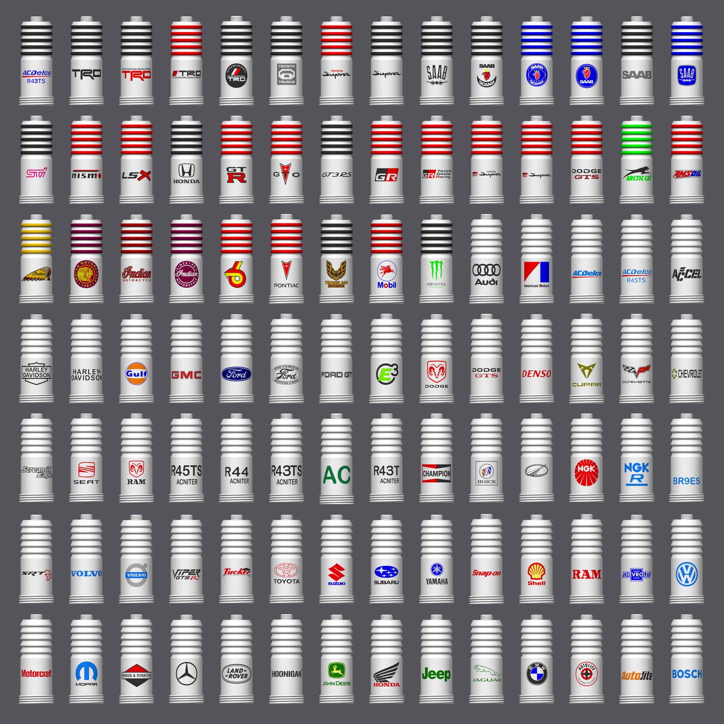 Spark Plug Lamp RGB LED - Email specific logo desired from list.