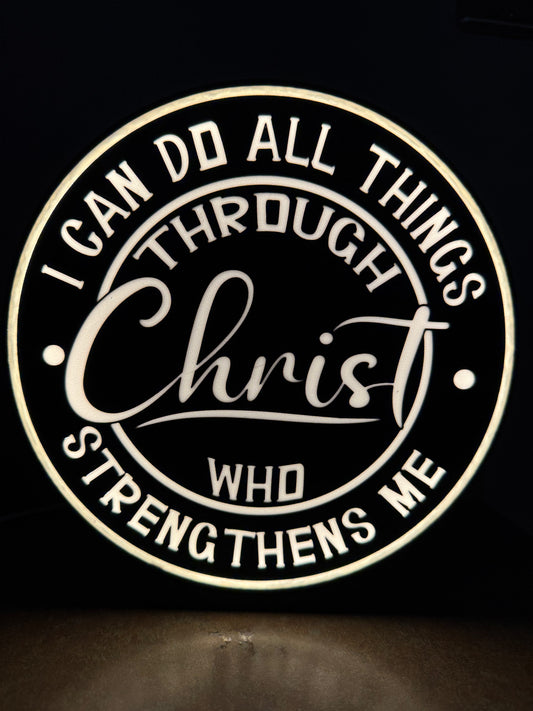 Round LED lighted desktop Bible verse