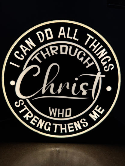 Round LED lighted desktop Bible verse