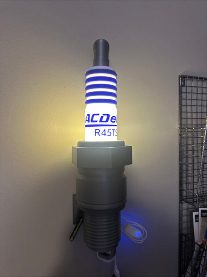 Spark Plug Lamp White LED - Email specific logo desired from list.