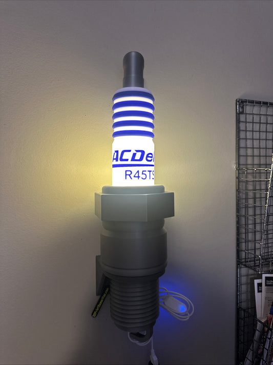 Spark Plug Lamp White LED - Email specific logo desired from list.