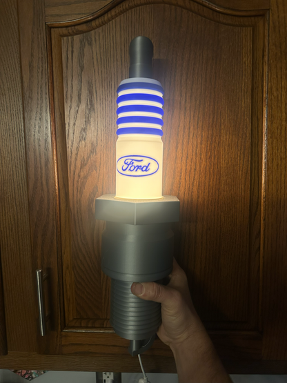 Spark Plug Lamp White LED - Email specific logo desired from list.